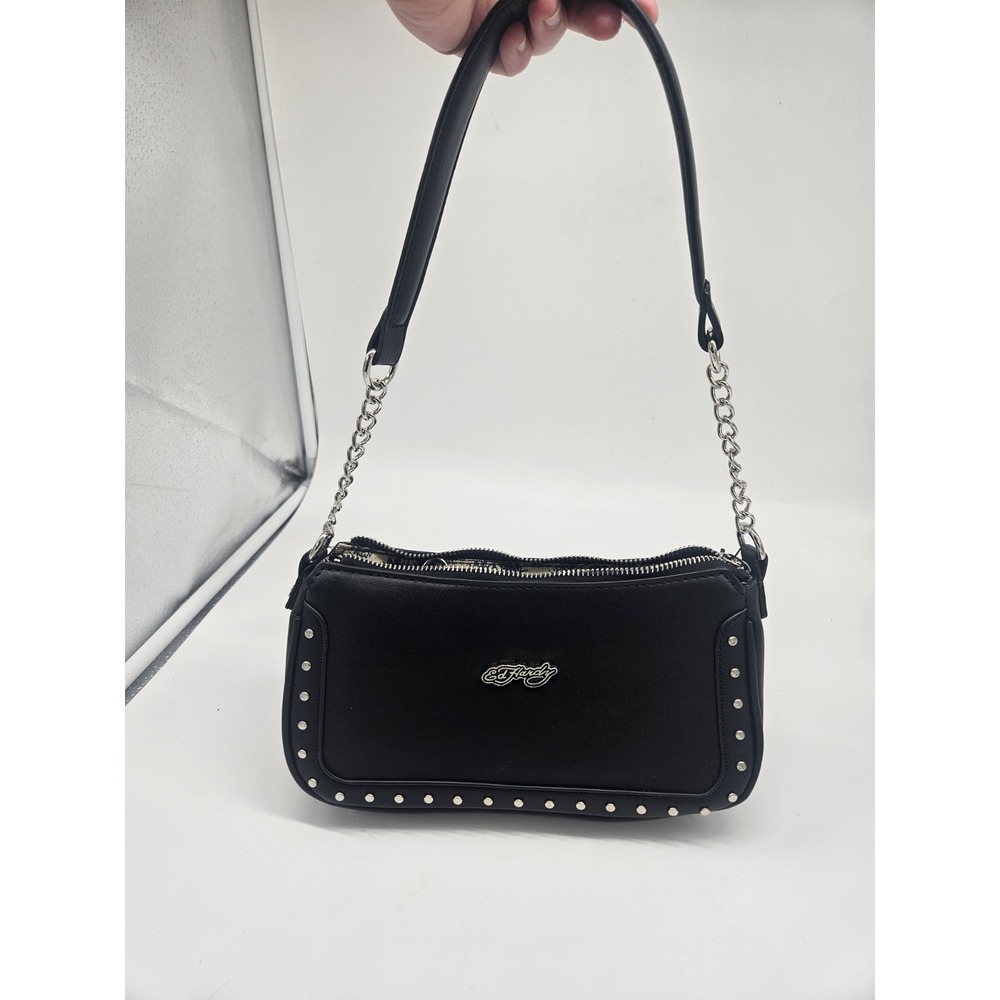 Ed Hardy Studded Shoulder Bag‎ With Detachable Crossbody Strap in Black